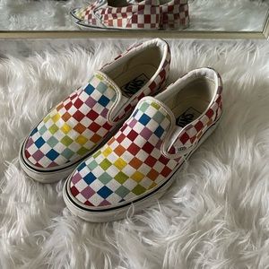 Vans Unisex Rainbow Checkerboard Slip-On Shoe | US Size 7